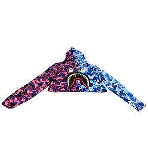 Blood Shark 3D Print Women's Cropped Hoodie Pullover Hooded Crop Top